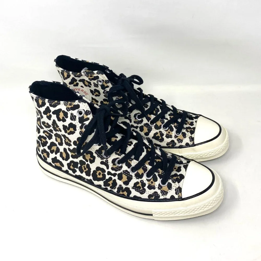 Converse Chuck 70 Hi Leopard Print Black Canvas Black Men's Size Sneaker 163406C - Picture 6 of 7